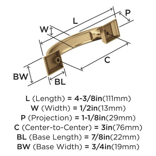 Candler Zinc Champagne Bronze Cabinet Pull 11