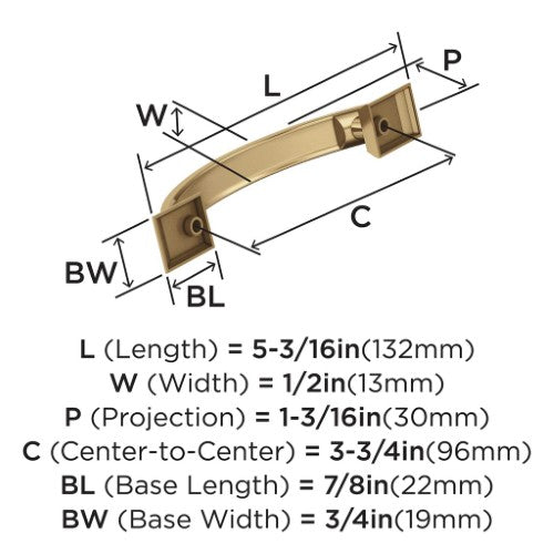 Candler Zinc Champagne Bronze Cabinet Pull 12
