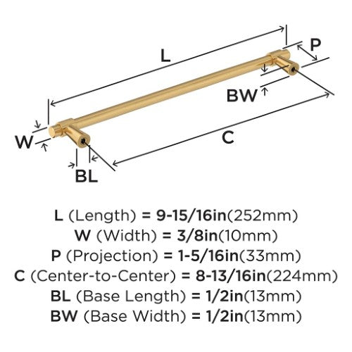 Destine Zinc Champagne Bronze Cabinet Pull 13