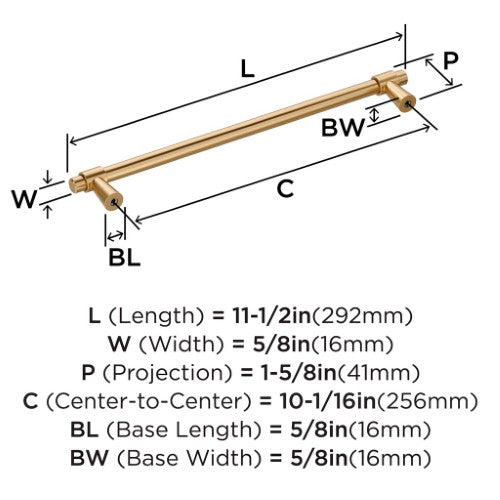 Destine Zinc Champagne Bronze Cabinet Pull 15