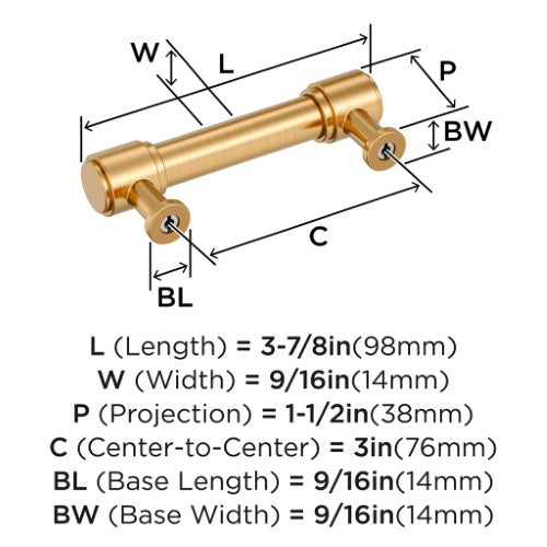 Faircrest Zinc & Steel Champagne Bronze Cabinet Pull 11