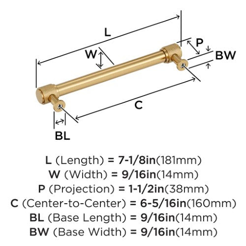 Faraday Zinc Champagne Bronze Cabinet Pull 14