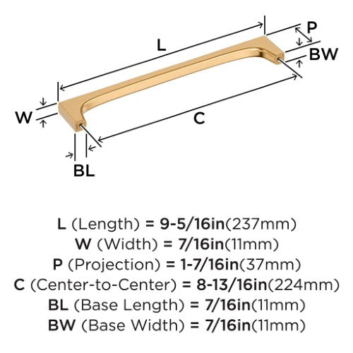 Merced Zinc Champagne Bronze Cabinet Pull 16