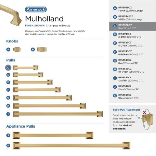 Mulholland Zinc Champagne Bronze Cabinet Pull 29
