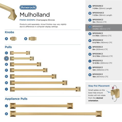 Mulholland Zinc Champagne Bronze Cabinet Pull 36