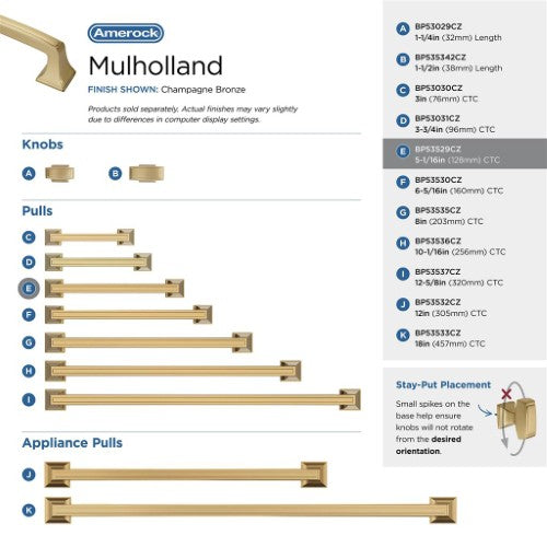 Mulholland Zinc Champagne Bronze Cabinet Pull 37