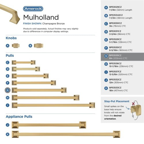 Mulholland Zinc Champagne Bronze Cabinet Pull 39