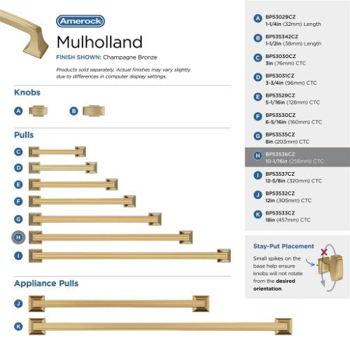 Mulholland Zinc Champagne Bronze Cabinet Pull 40