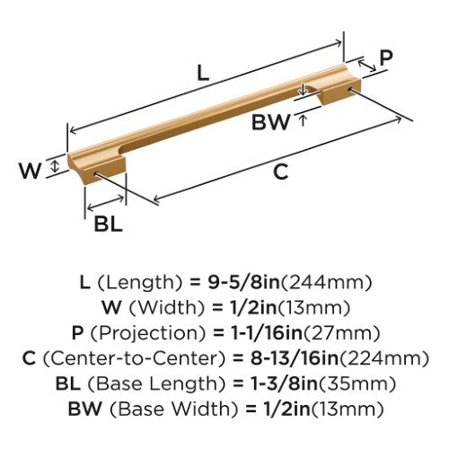 Status Aluminum Champagne Bronze Cabinet Pull 6
