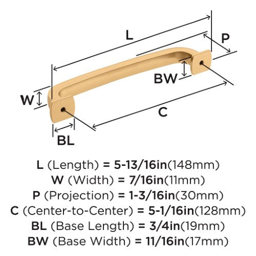 Surpass Zinc Champagne Bronze Cabinet Pull 11