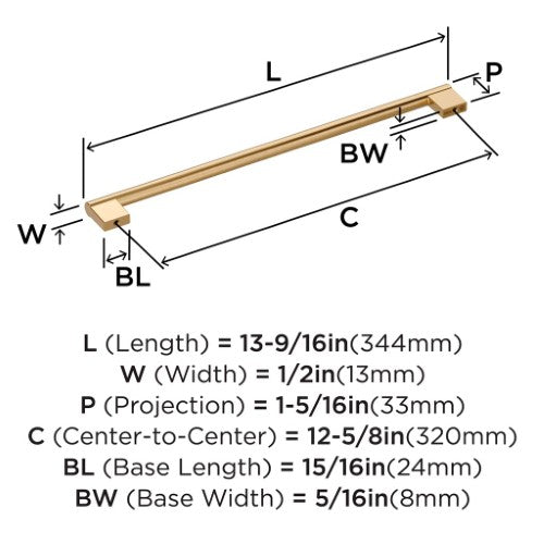 Versa Zinc Champagne Bronze Cabinet Pull 16