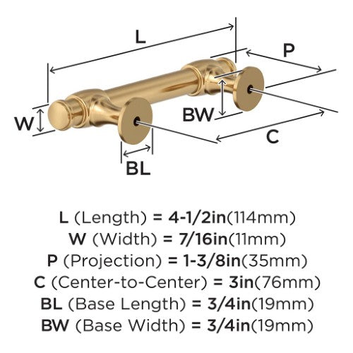 Winsome Zinc Champagne Bronze Cabinet Pull 10