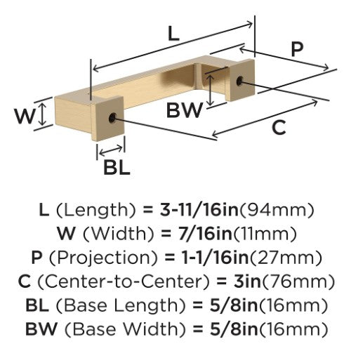 Bridgeport Zinc Champagne Bronze Cabinet Pull 5