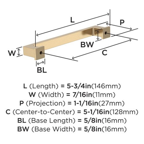 Bridgeport Zinc Champagne Bronze Cabinet Pull 7