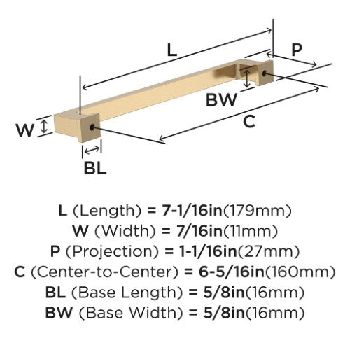 Bridgeport Zinc Champagne Bronze Cabinet Pull 8