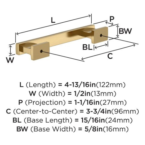 Triomphe Zinc Champagne Bronze Cabinet Pull 6