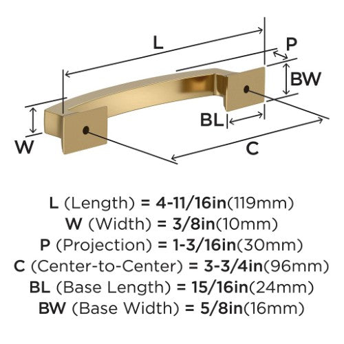 Incisive Zinc Champagne Bronze Cabinet Pull 6