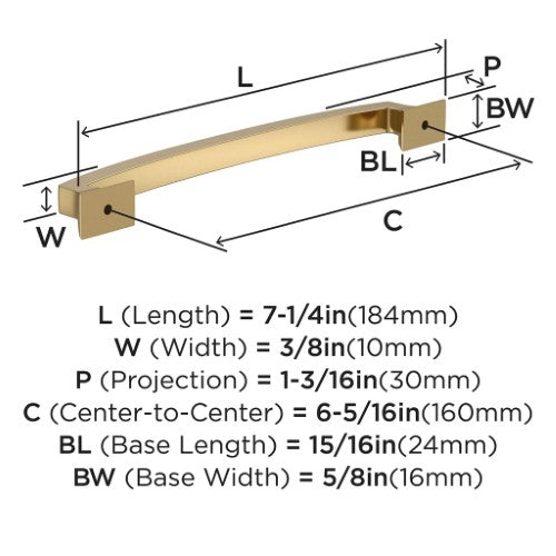 Incisive Zinc Champagne Bronze Cabinet Pull 8