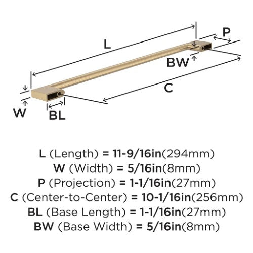 Cityscape Zinc Champagne Bronze Cabinet Pull 12