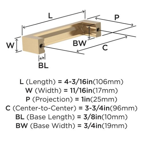 Augment Zinc Champagne Bronze Cabinet Pull 6