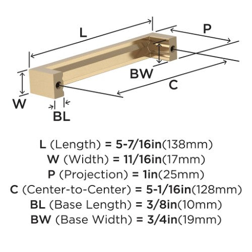 Augment Zinc Champagne Bronze Cabinet Pull 7
