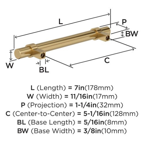 Central Zinc Champagne Bronze Cabinet Pull 7