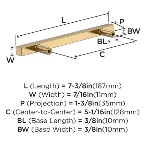 Bar Pulls Square Zinc Champagne Bronze Cabinet Pull 7
