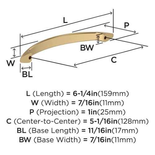 Arc Zinc Champagne Bronze Cabinet Pull 7