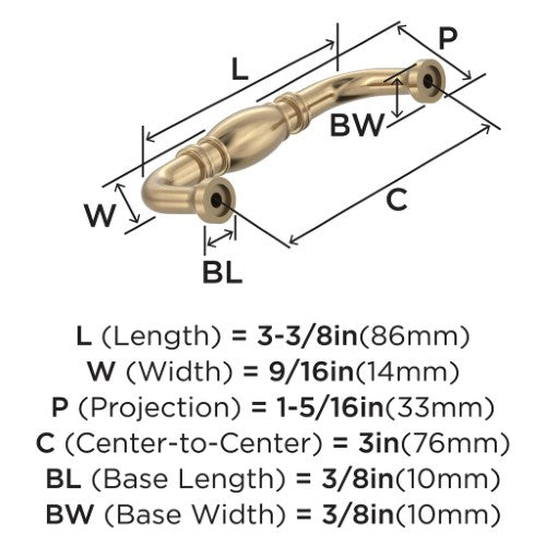 Granby Zinc Champagne Bronze Cabinet Pull 5