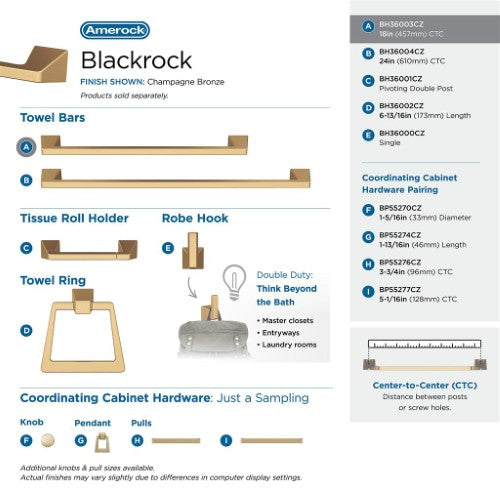Blackrock Zinc & Stainless Steel Champagne Bronze Towel Bar 14