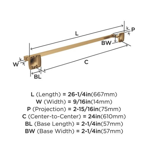 Stature Zinc & Stainless Steel Champagne Bronze Towel Bar 6
