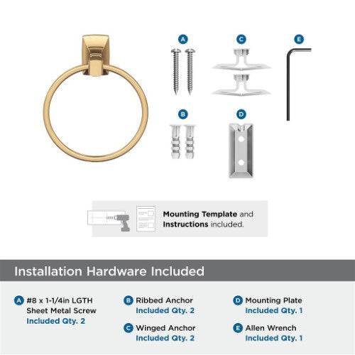 Highland Ridge Zinc & Stainless Steel Champagne Bronze Towel Ring 3