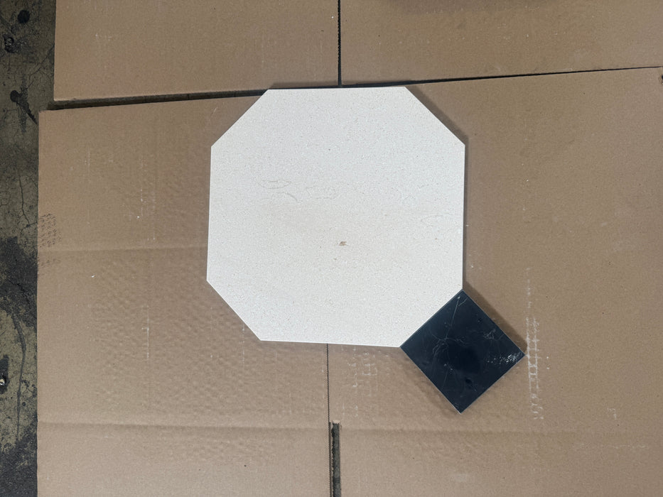 Honed Champagne Octagon Limestone with Nero Marquina Keys Marble Tile