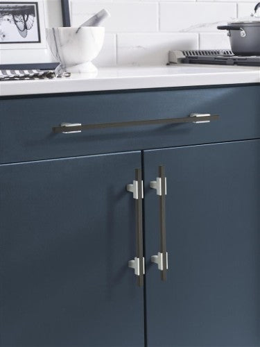 Urbanite Zinc & Aluminum Polished Chrome / Brushed Matte Black Cabinet Pull 17