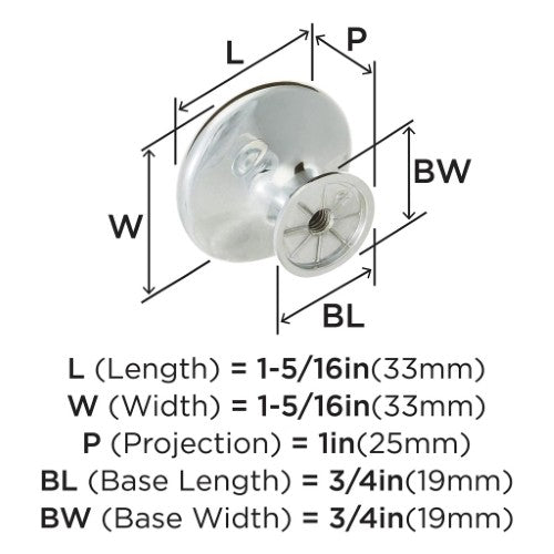Inspirations Zinc Polished Chrome Cabinet Knob 4