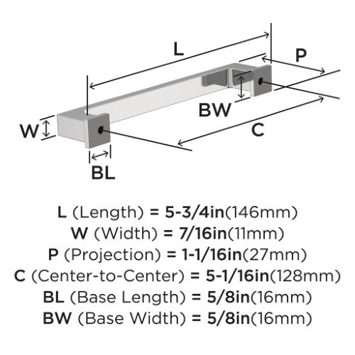 Bridgeport Zinc Polished Chrome Cabinet Pull 7