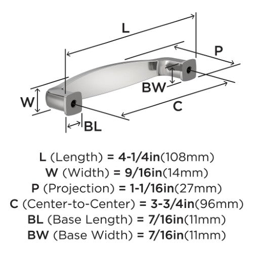 Franklin Zinc Polished Chrome Cabinet Pull 6