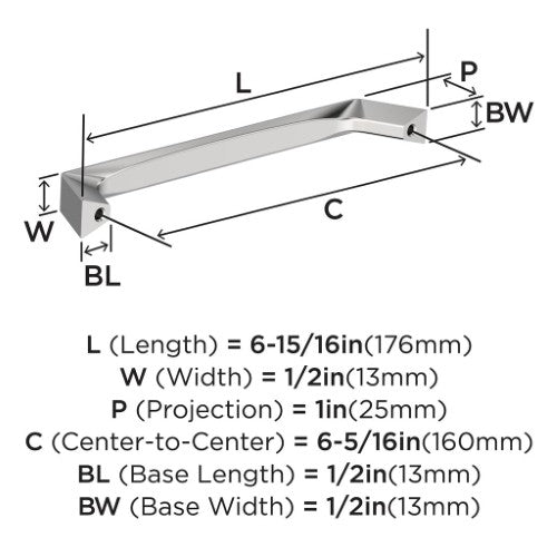 Evolve Zinc Polished Chrome Cabinet Pull 8