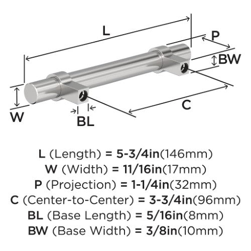 Central Zinc Polished Chrome Cabinet Pull 6