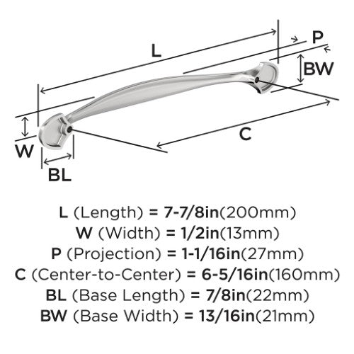 Fairfield Zinc Polished Chrome Cabinet Pull 7