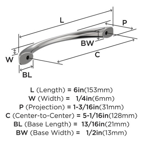 Vaile Zinc Polished Chrome Cabinet Pull 7