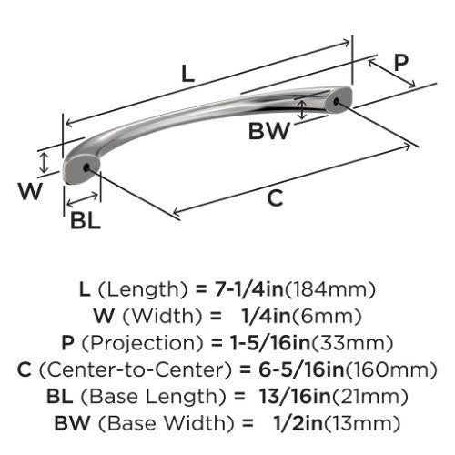 Vaile Zinc Polished Chrome Cabinet Pull 8
