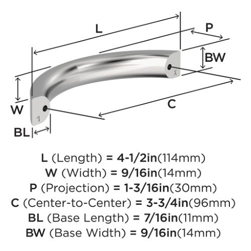 Parabolic Zinc Polished Chrome Cabinet Pull 6