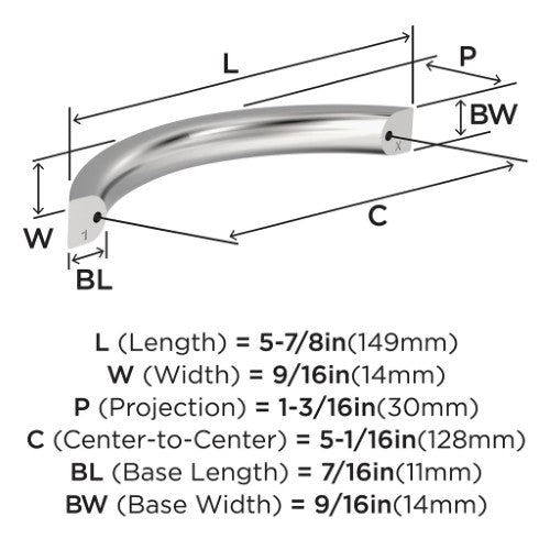 Parabolic Zinc Polished Chrome Cabinet Pull 7