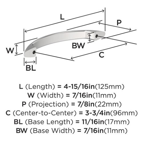 Arc Zinc Polished Chrome Cabinet Pull 5