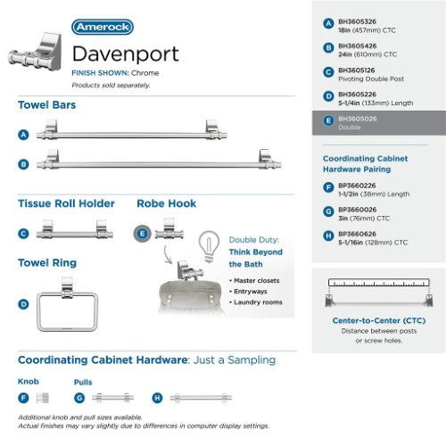 Davenport Zinc & Stainless Steel Chrome Hook 7
