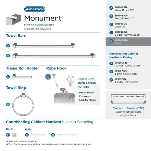 Monument Zinc Chrome Hook 6