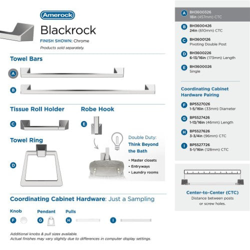Blackrock Zinc & Stainless Steel Chrome Towel Bar 14