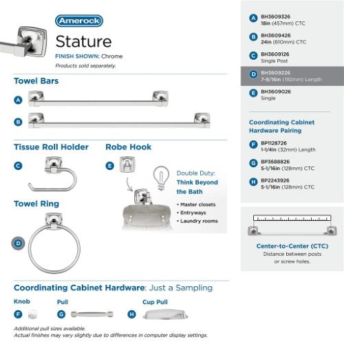 Stature Zinc & Aluminum Chrome Towel Ring 6