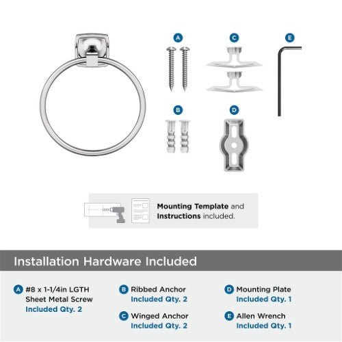 Stature Zinc & Aluminum Chrome Towel Ring 3
